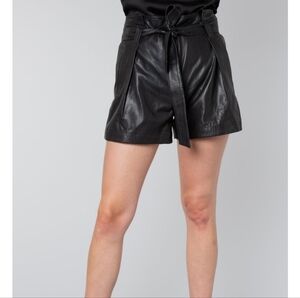NWT MUUBAA Donan Paperbag Waist Leather Shorts US 10